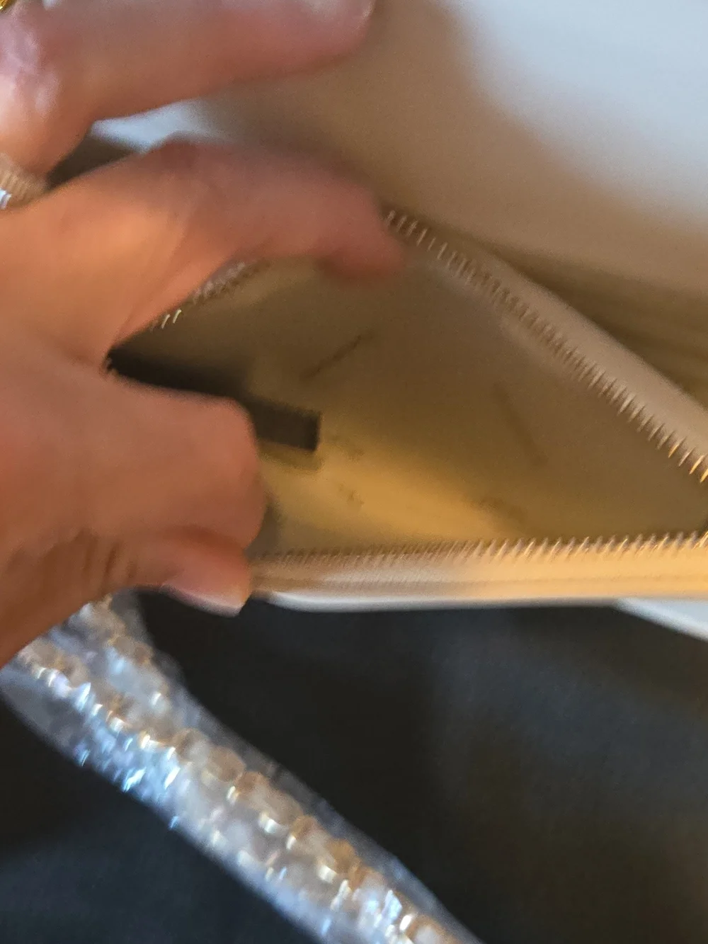 bebe Woven Clutch Wallet in Cream